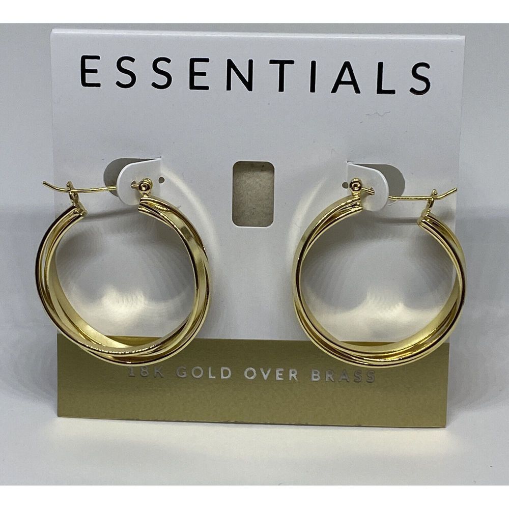 Essentials Small Multi-Ring Interlocked Silver Plate Earrings MSRP $50 CP214